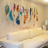 Lucky,Colorful,Feather,Stickers,Decor,Transparent,Removable,Waterproof,Sticker