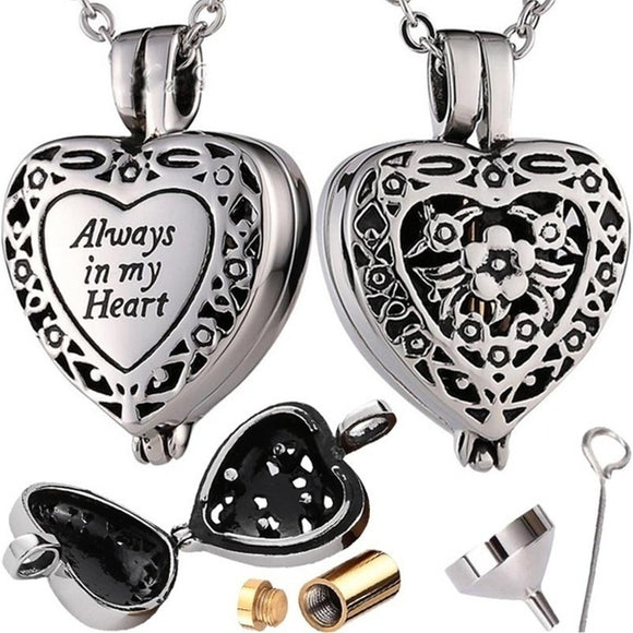 Always,Heart,Locket,Cremation,Hollow,Necklace,Pendant,Jewelry