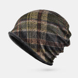 Men's,Winter,Headgear,Fashion,Plaid,Protection,Windproof,Skullcap,Beanie