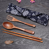 Portble,Wooden,Chopsticks,Spoon,Tableware,Japanese,Style,Storage
