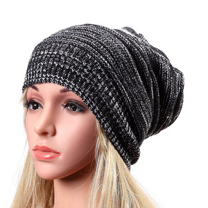 Women,Fashion,Knitted,Woolen,Stripe,Beanie,Casual,Foldable