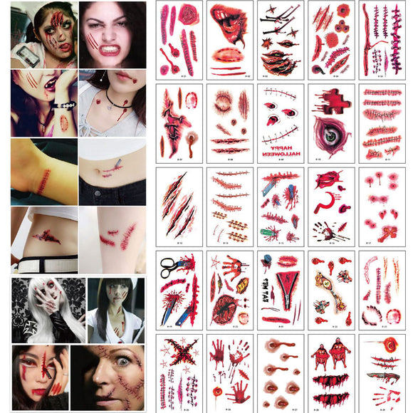 Waterproof,Halloween,Bloody,Wound,Tattoo,Sticker,Scary,Lifelike,Temporary,Tattoo,Stickers,Horror,Party,Decoration