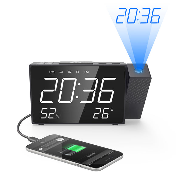 Projection,Alarm,Clock,Digital,Radio,Alarm,Volume,Snooze,Humidity,Temperature,Display