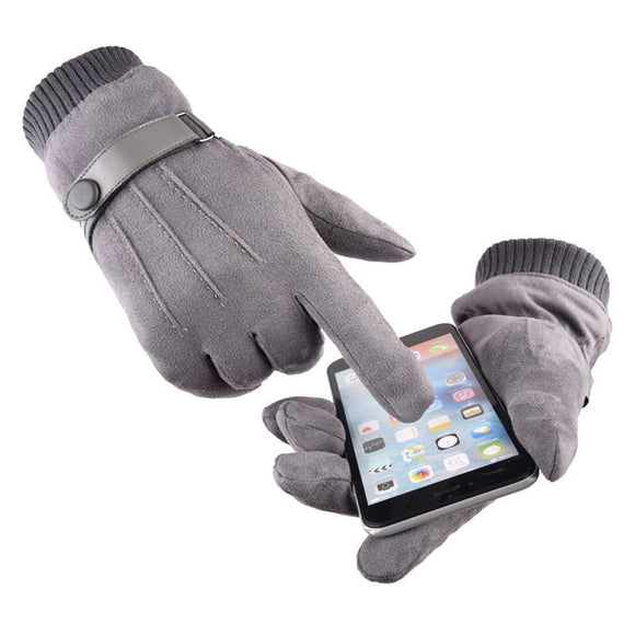 Men's,Winter,Suede,Gloves,Velvet,Thick,Touch,Screen,Finger,Glove