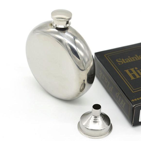 Mirror,Glossy,201Stainless,Steel,Round,Whiskey,Flask,Portable,Alcohol,Flask,Bottle
