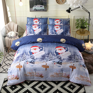 Bedding,Happy,Christmas,Quilt,Cover,Pillowcase,Queen