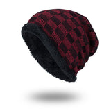 Grids,Outdoor,Knitted,Velvet,Lining,Beanie,Casual,Adjustable