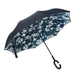 Double,Layer,Blossom,Design,Upside,Inverted,Umbrella,Handle,Windproof,Parasol,Women