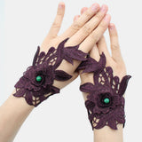 Women,Floral,Wristband,Decorated,Ethnic,Embroidered,Gloves,Wristband