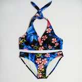 Women,Swimsuit,Triangular,Hanging,Flower,Printing,Bikini