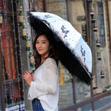 Fragrant,Beauty,Butterfly,Flying,Umbrella,Folding,Black,Plastic,Umbrella