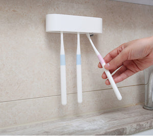 Happy,White,Toothbrush,Holder,Bathroom,Organizer,Mounted,Stand,Adhesive,Smart,Decorations