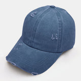 Women,Breaking,Solid,Color,Fashion,Hollow,Ripped,Washed,Denim,Baseball