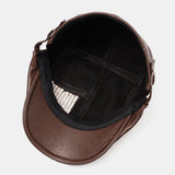 Collrown,Men's,Leather,Retro,Casual,Solid,Color,Newsboy,Forward,Beret