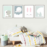 Modern,Nordic,Rabbit,Polar,Animal,Unframed,Canvas,Painting,Prints,Poster,Cartoon,Pictures,Livingroom,Decor