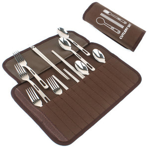 Outdoor,Camping,Barbecue,People,Tableware,Portable,Stainless,Steel,Spoon,Chopsticks