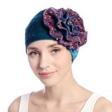 Women,Summer,African,Velvet,Flower,Turban,Ethnic,Style,Beanie