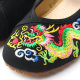Handmade,Summer,Women,Comfort,Canvas,Slippers,Dragon,Embroidery,Chinese,Beijing,Slide,Shoes,Ladies