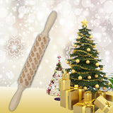 Loskii,JM01691,Wooden,Christmas,Embossed,Rolling,Dough,Stick,Baking,Pastry,Christmas,Decoration