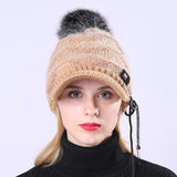 Outdoor,Women,Knitted,Plush,Beret,Earmuffs,Skull