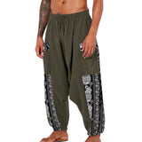 Cotton,Drawstring,Pants,Linen,Floral,Printed,Pocket,Casual,Loose,Trousers,Harem,Pants,Sport,Hiking