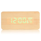 Voice,Control,Wooden,Wooden,Rectangle,Temperature,Digital,Alarm,Clock,Humidity,Thermometer