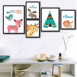 Nordic,Frameless,Cartoon,Animal,Bears,Poster,Canvas,Paintings,Nursery,Pictures,Decor