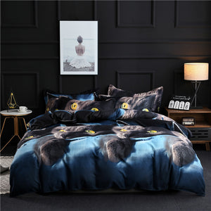 Bedding,Animal,Black,Printing,Quilt,Cover,Pillowcase