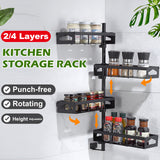 Jiexing,Layers,Rotating,Spice,Adjustable,Height,Kitchen