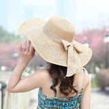 Women,Folding,Woven,Brimmed,Bucket,Outdoor,Beach,Dress,Visor,Bowknot