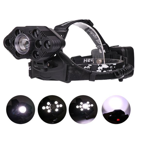 XANES,4500LM,Modes,Headlamp,3*18650,Battery,Interface,Telescopic,Zoomable,Light