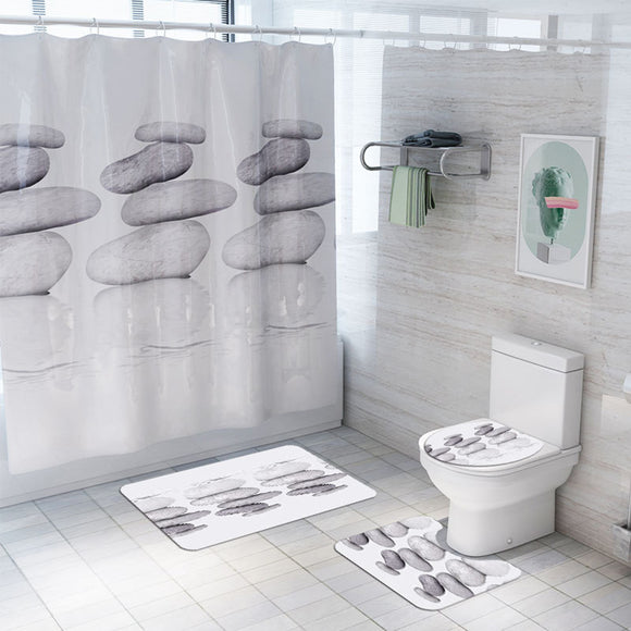 Waterproof,Stone,Reflection,Shower,Curtain,Bathroom,Toilet,Floor,Toilet,Cover,Bathroom,Carpet