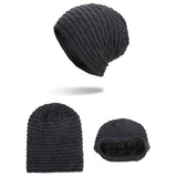 Women,Special,Stripe,Velvet,Knitted,Outdoor,Double,Layers,Slouch,Beanie