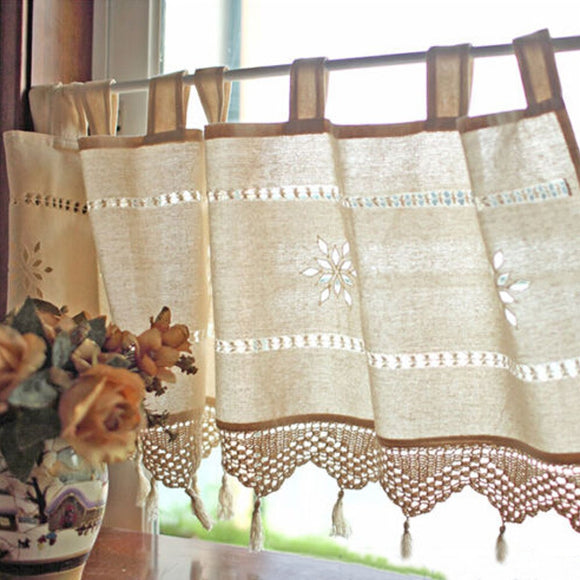 Country,Style,French,Cotton,Linen,Embroidery,Curtain,Kitchen,Curtain