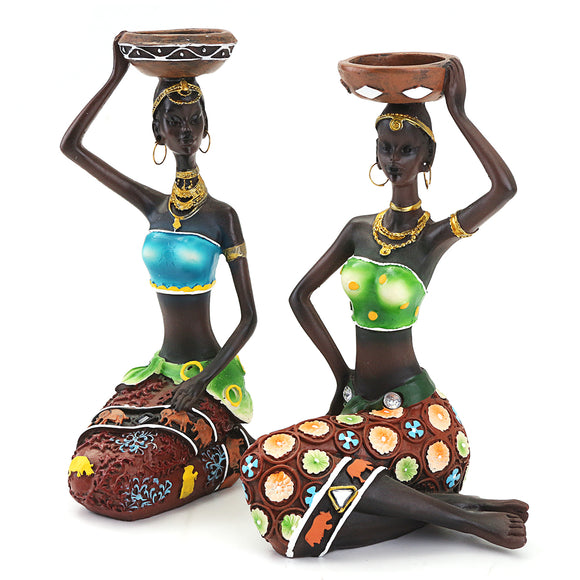 Resin,Figurine,Craft,Candlestick,African,Women,Beauty,Statue,Decorative,Hardware