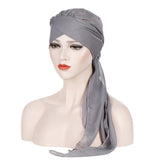 Women,Forehead,Cross,Beanie,Solid,Color,Fashion,Chiffon