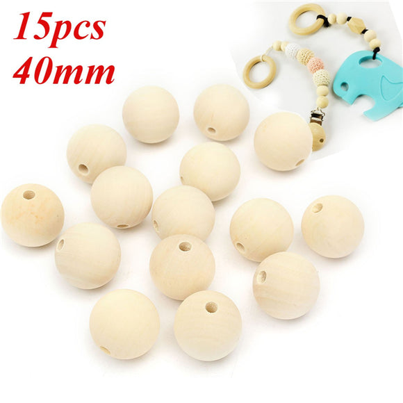 15Pcs,Wooden,Round,Beads,Natural