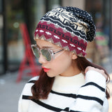 Women,Cashmere,Ethnic,Style,Pattern,Contrast,Color,Outdoor,Beanie,Turban,Scarf