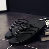 Genuine,Leather,Sandals,First,Layer,Leather,Sandals,Flops,Fashion,Weaving