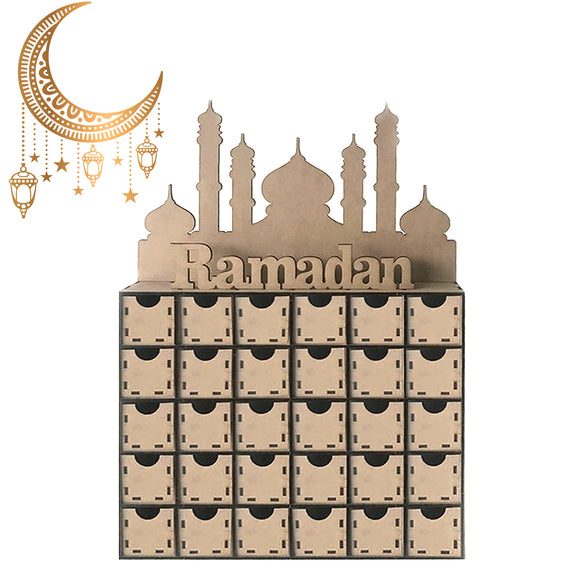 Ramadan,Advent,Calendar,House,Drawer,Grids,Stand,Decorations