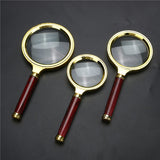 Wooden,Handle,Magnifying,Overgild,Glasses,Portable,Reading,Glasses