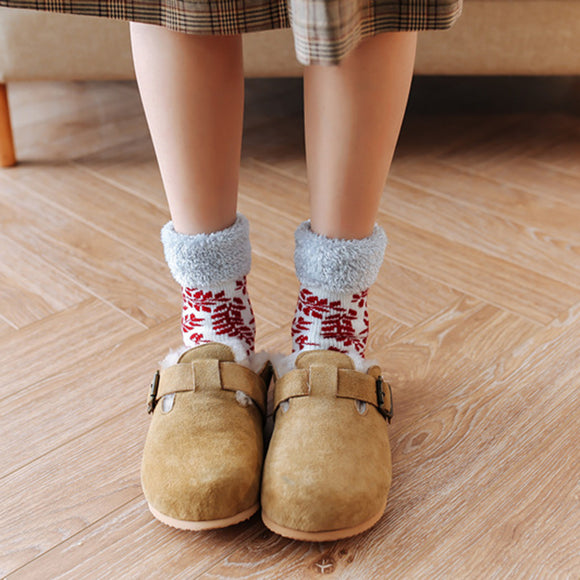 Winter,Thicken,Velvet,Socks,Ladies,Towel,Christmas,Snowflake,Floor