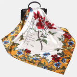 Women,Imitation,Floral,Stripe,Pattern,Elegant,Square,Scarf,Shawl
