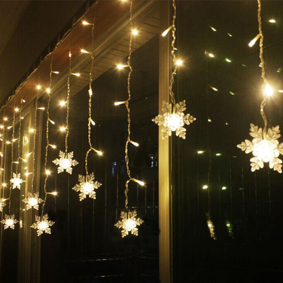 Curtain,Snowflake,String,Lights,Fairy,Lights,Modes,Christmas,Lights