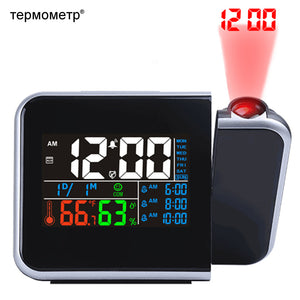 Lockii,Colorful,Digital,Projection,Alarm,Clock,Temperature,Thermometer,Humidity,Hygrometer,Projector,Calendar