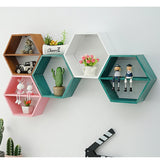 Hexagon,Mounted,Shelf,Decorative,Frame,Bookshelf,Decorations,Display,Stand,Organizer,Office,Living,Bathroom