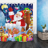 180X180,Santa,Claus,Christmas,Gifts,Shower,Curtain,Hooks,Waterproof,Bathroom,Carpet