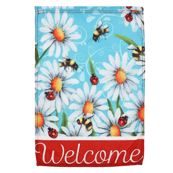 12x18'',Garden,Welcome,Ladybug,Daisy,Flowers,House,Banner,Decorations
