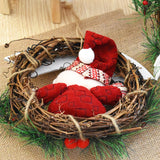 Christmas,Wreath,Front,Garland,Santa,Claus,Snowman,Ornaments,Natural,Rattan