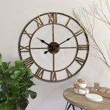 Loskii,Creative,Clock,Living,Round,Hollow,Wrought,Metal,Vintage,Clock